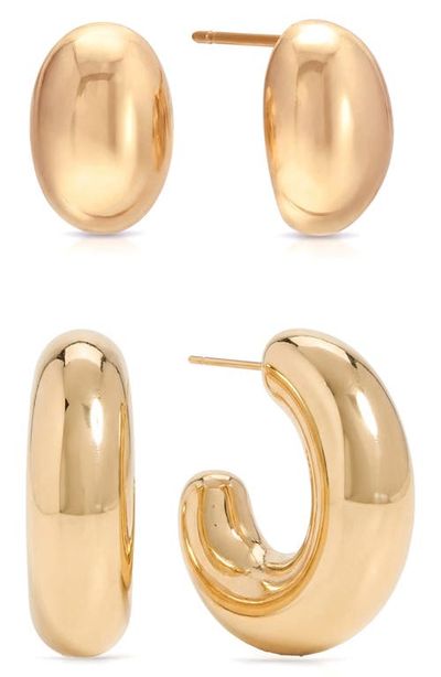 Ettika Ettika Set of 2 Pairs Thick Dome Hoop & Stud Earrings