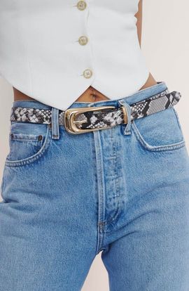 Ettika Ettika Snakeskin Print Leather Belt