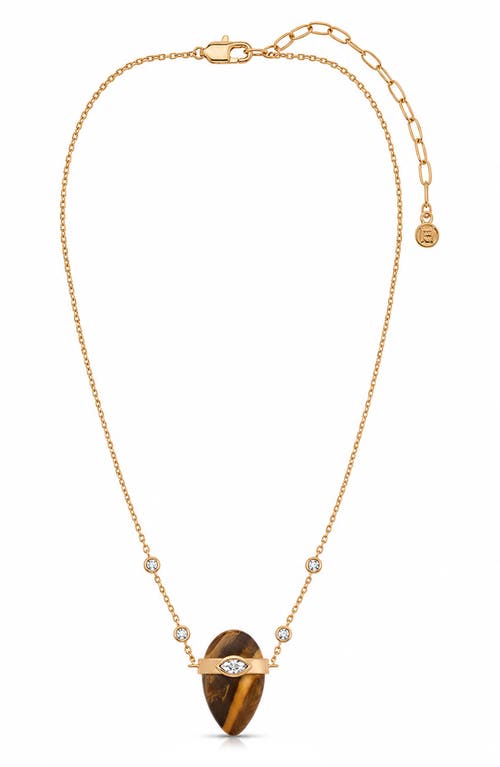 Ettika Ettika Solstice 18k Gold Plate Tiger's Eye Pendant Necklace