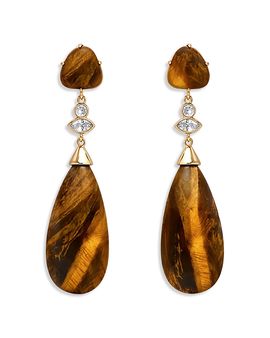 Ettika Ettika Solstice Cubic Zirconia & Tiger's Eye Drop Earrings
