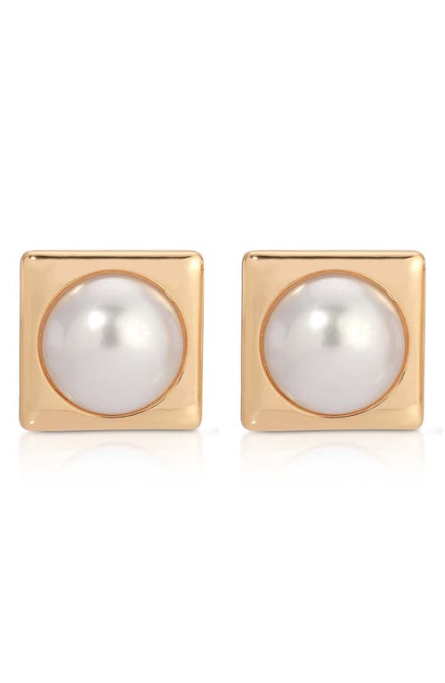 Ettika Ettika Square Faux Pearl Stud Earrings