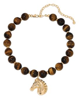 Ettika Ettika Stallion Tiger's Eye Beaded Pendant Necklace, 15.5-20.5