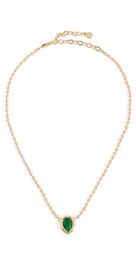 Ettika Ettika Teardrop Bezel Ball Chain Necklace Green One