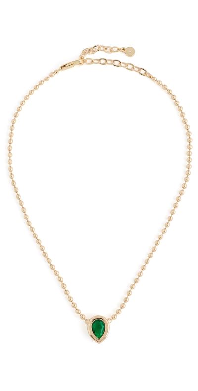 Ettika Ettika Teardrop Bezel Ball Chain Necklace Green One