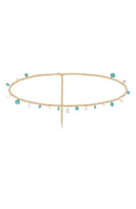 Ettika Ettika Turquoise & Freshwater Pearl Charm Waist Chain 