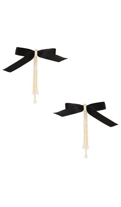 Ettika Ettika Velvet Bow Crystal Chain Earrings