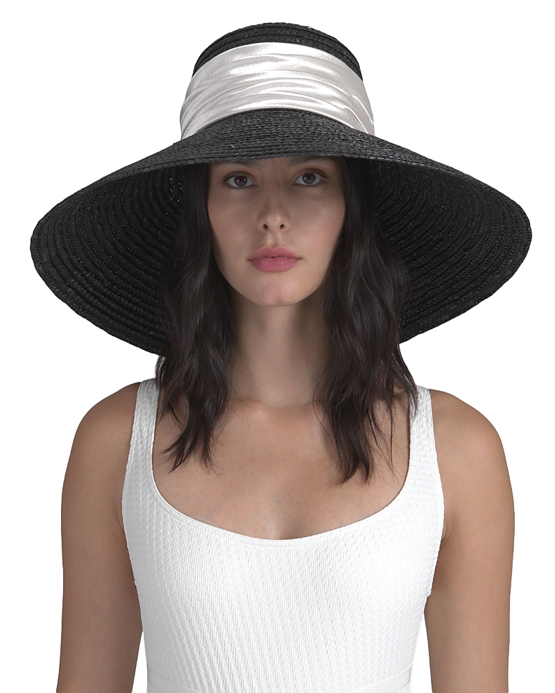 Eugenia Kim Eugenia Kim Mirabel Black Lacquered Wide Brim Straw Hat