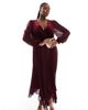Ever New Curve Ever New Curve velvet twist bodice pleated midaxi dress in oxblood-Red - 3