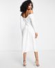 Ever New Ever New Bridal cold shoulder cowl midi dress with thigh slit in ivory-White - 4