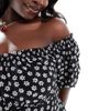 Ever New Ever New Curve off the shoulder midaxi dress in black delicate floral - 2