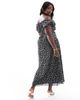 Ever New Ever New Curve off the shoulder midaxi dress in black delicate floral - 3