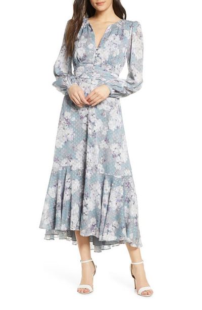 Ever New Ever New Floral Long Sleeve High/Low Midi Dress