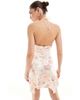 Ever New Ever New halter neck cowl back mini dress in ivory floral-White - 2
