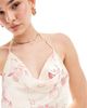 Ever New Ever New halter neck cowl back mini dress in ivory floral-White - 3