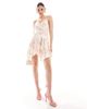 Ever New Ever New halter neck cowl back mini dress in ivory floral-White - 4