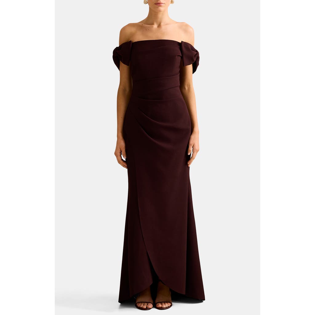 Ever New Ever New Kalee Bow Trim Off the Shoulder Gown
