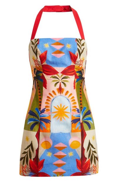 Ever New Ever New Keely Mixed Print Linen Blend Halter Neck Dress