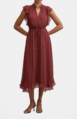 Ever New Ever New Maxwell Flutter Sleeve Midi Dress