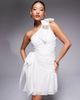 Ever New Ever New Petite bow detail asymmetric mini dress in porcelain-White - 1