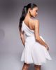 Ever New Ever New Petite bow detail asymmetric mini dress in porcelain-White - 3