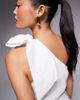 Ever New Ever New Petite bow detail asymmetric mini dress in porcelain-White - 4
