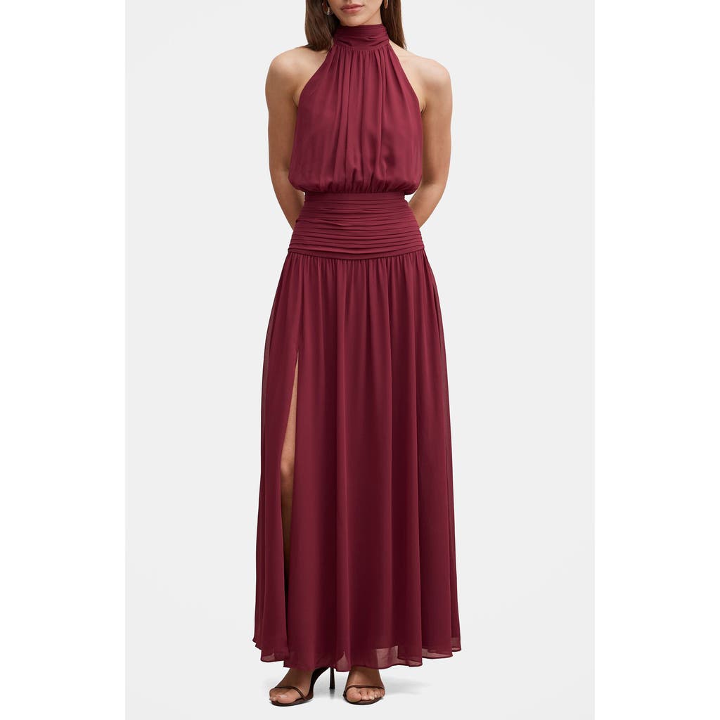 evernew burgundy dress Plus Size Asymmetrical Fringe Trim Long Sleeve Crepe One Shoulder, Dare And Swear Maxi Dress in Burgundy, Size 2X, For Cocktail