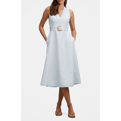 Ever New Ever New Vanessa Belted V-Neck Linen Blend Midi Dress