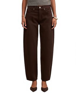 Ever New Ever New Women's Emma Mid Rise Barrel Jeans in Chocolate