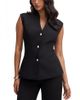 Ever New Ever New Women's Rosalie Waistcoat Short Utility V-Neck Gold-tone Button Front Jacket - 1