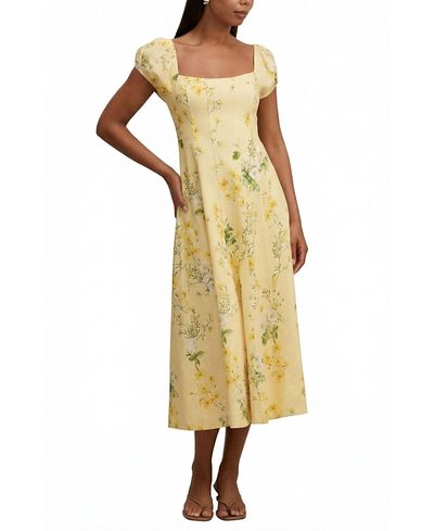 Ever New Ever New Women's Sadie Cap Sleeve Linen Midi Dress