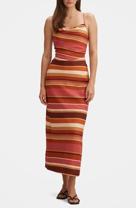 Ever New Ever New Zoe Stripe Sleeveless Linen Blend Midi Dress