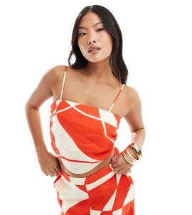 Ever New Petite Ever New Petite bandeau scarf top in red and white print - part of a set
