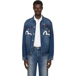 Evisu Evisu Navy Inari Mask Printed Denim Jacket