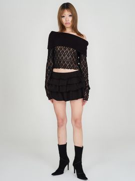 EXPIRED GIRL Frill Mini Terry Skirt [Black]