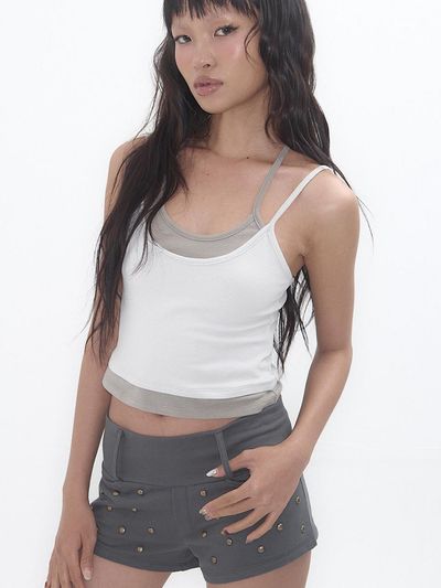 EXPIRED GIRL Layered Halter Tank Top [Mist]