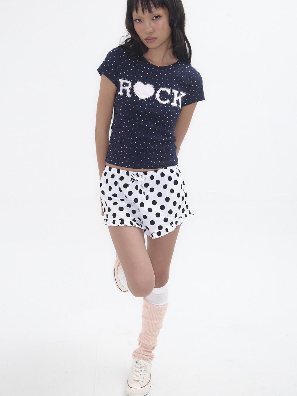 EXPIRED GIRL Polka Dot Frill Shorts (White)