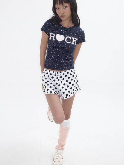 EXPIRED GIRL Polka Dot Frill Shorts (White)