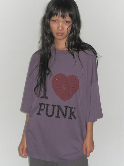 EXPIRED GIRL Punk Lovers T-Shirt [Smoky Purple]