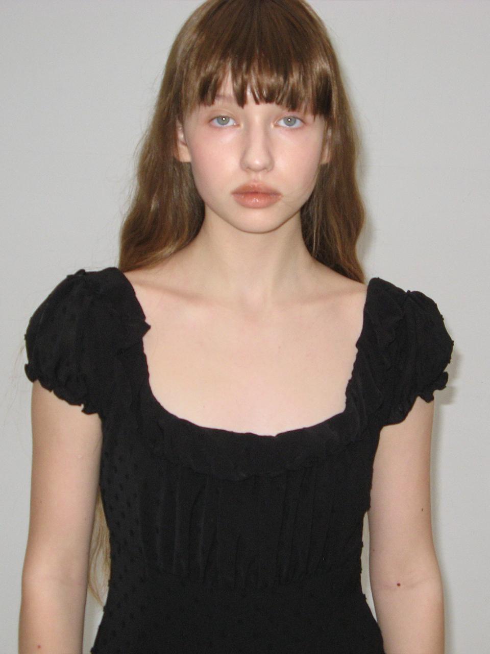 EXPIRED GIRL Square Dot Mini Dress _ Black