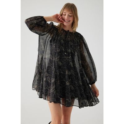 Exquise Exquise Abina Long Sleeve Chiffon Mini Dress