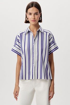 Exquise Exquise Alsatia Dropped Short Sleeve Striped Shirt
