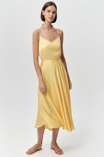 Exquise Exquise Aundray Fitted Concealed Zipper Flared Midi Skirt