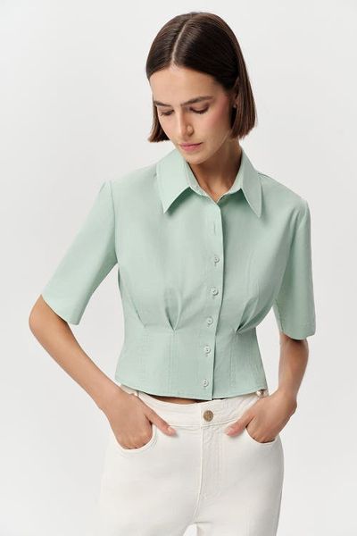 Exquise Exquise Charm Fitted Pleated Cropped Shirt