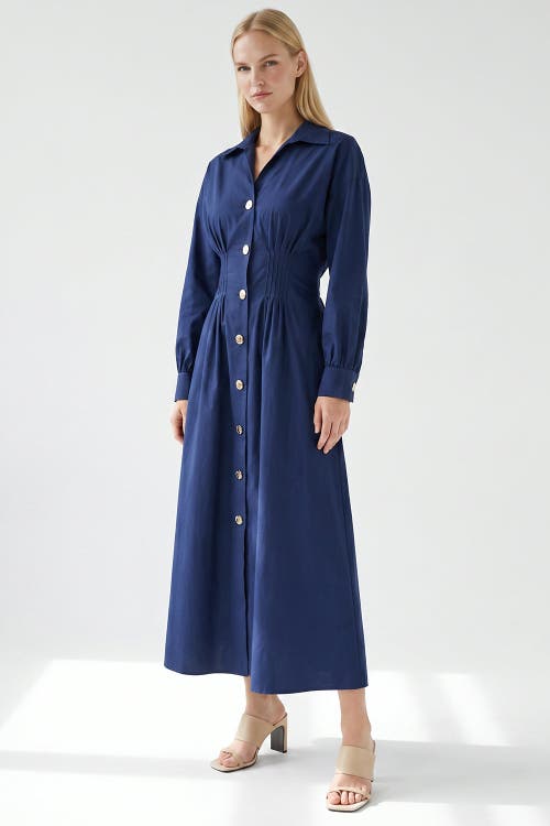 Exquise Exquise Delray Long Sleeve Buttoned Midi Dress
