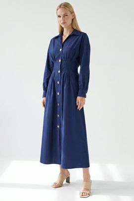Exquise Exquise Delray Long Sleeve Buttoned Midi Dress
