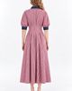 Exquise Exquise Denim Trim Raglan Sleeve Pleated Midi Dress - 3