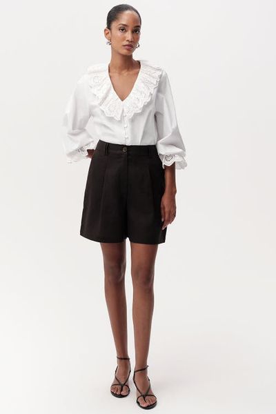 Exquise Exquise Donovan High Waist Pleated Linen Shorts