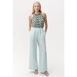 Exquise Exquise Elasticated Waist Linen Blend Trousers With Pockets