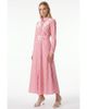 Exquise Exquise Embroidered Long Sleeve Midi Shirt Dress With Belt  - 1