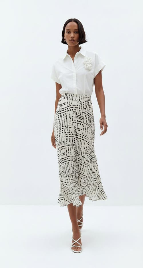 Exquise Exquise Ezra A Line Patterned Midi Skirt